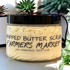 Whipped body butter scrub