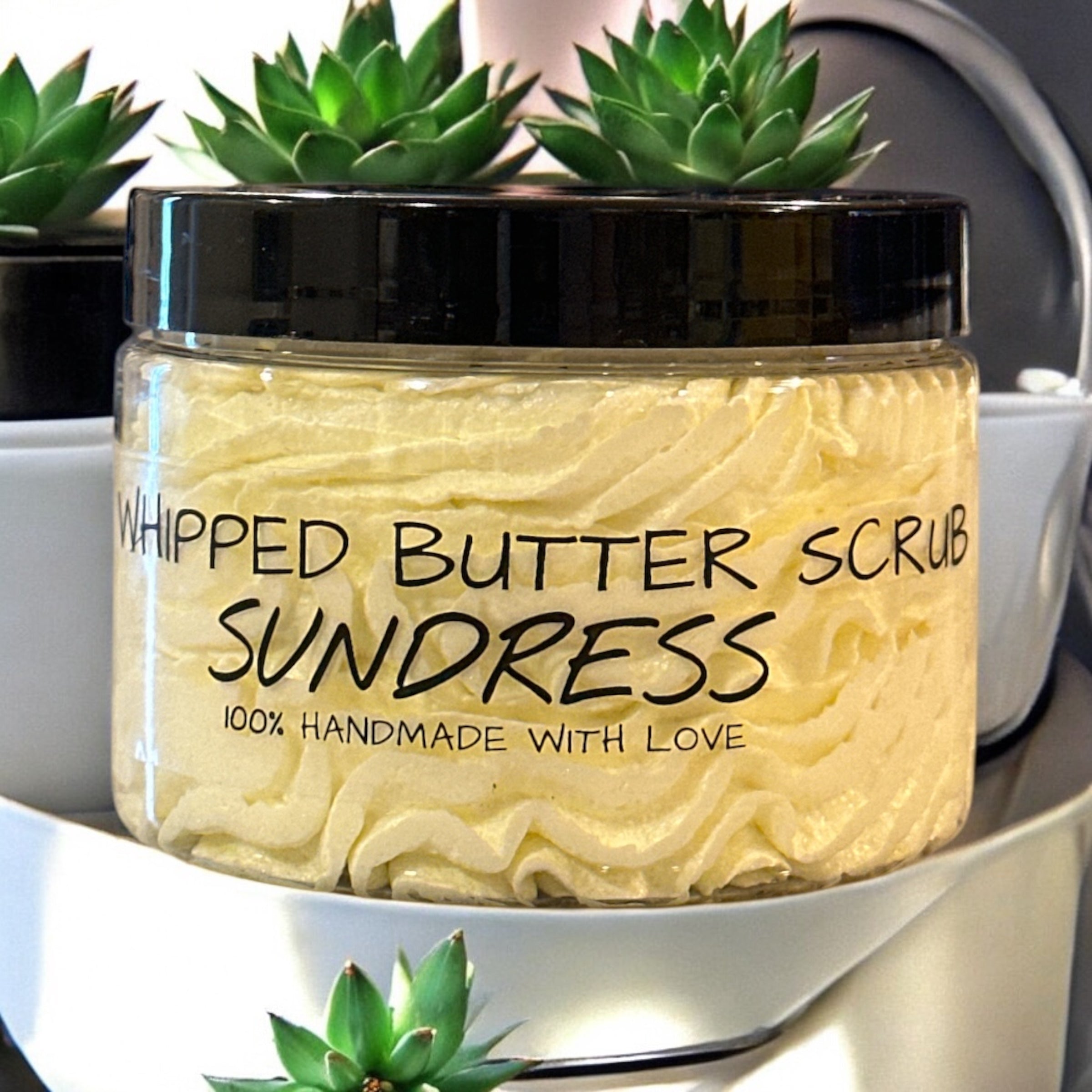 Whipped body butter scrub